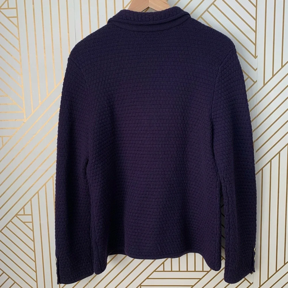 Talbots 100% Merino Wool Tight knit cardigan button front button sleeve jacket L - Picture 6 of 9